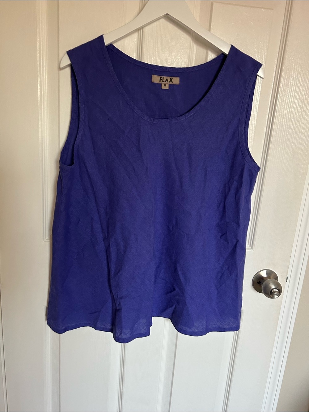 Flax Linen Scoop Neck Tank in Deep Blue